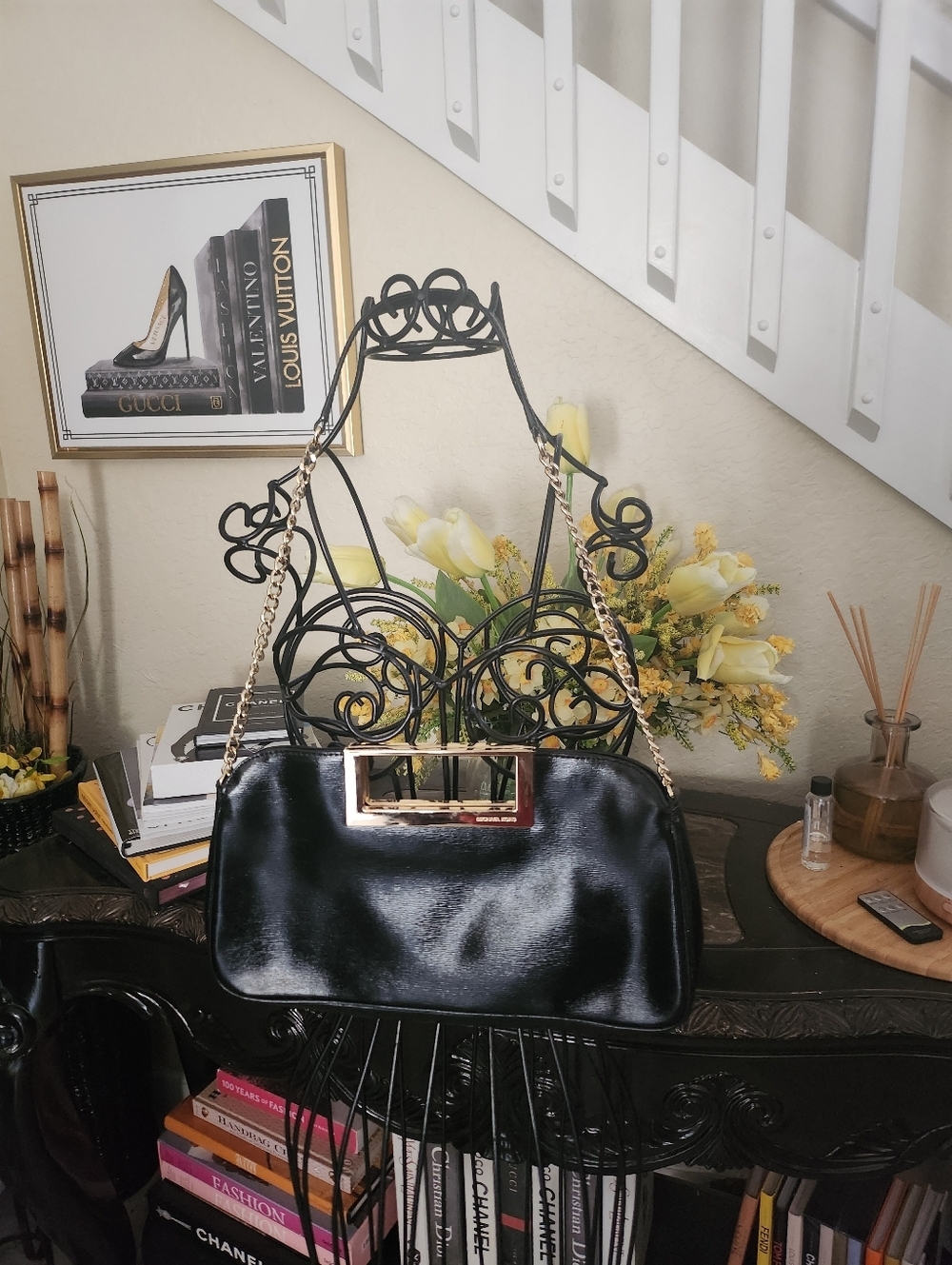 Michael Kors Berkley embossed patent-leather clutch bag